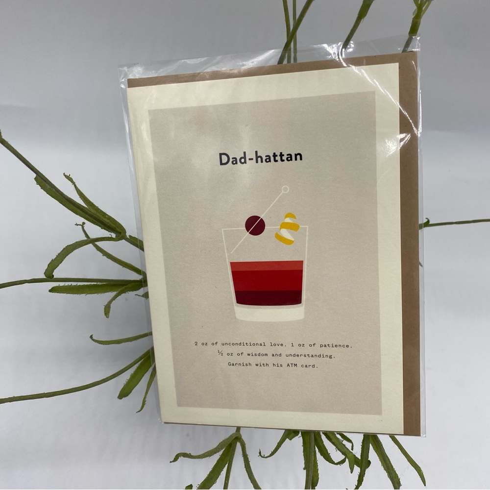 Dad-hattan home-cooked greeting card Father’s Day 4.5” by 6.25” blank inside